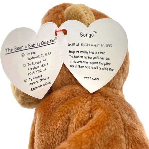 TY Beanie Baby 1995 Bongo The Monkey & Sealed McDonald’s Teenie Beanie Bongo - Picture 7 of 10